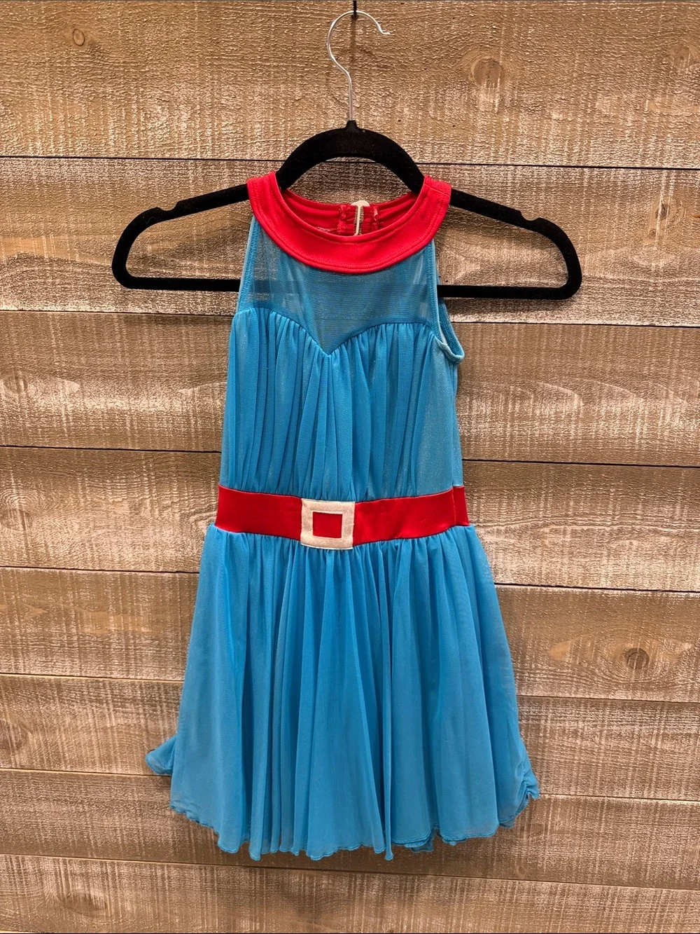 The Lineup Girls Large Blue and Red Belted Tulle figure skating/ dance Costume